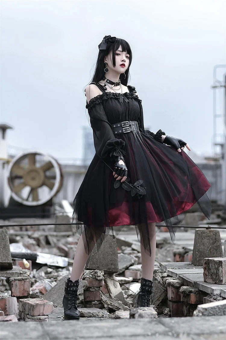 Gothic Black/Wine Lolita Dress