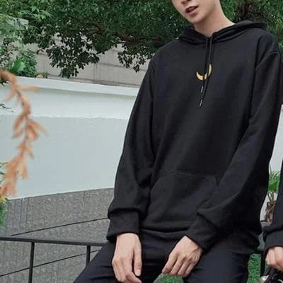 Black Loose Moon Couple Hoodie Jumper