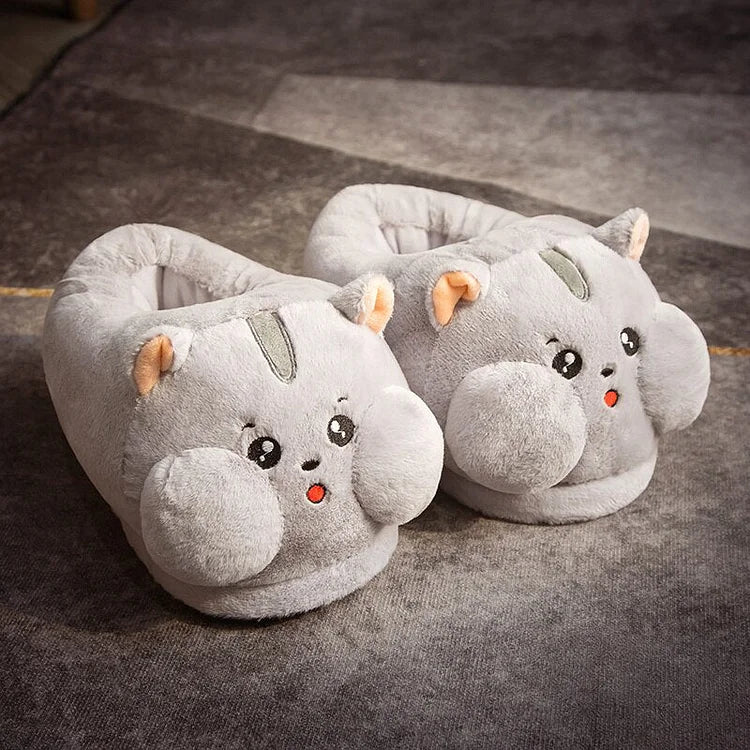 Kawaii Hamster Plush Pig Shark Slippers Stuffed Animal Dolls Room Indoor Winter Floor Shoes