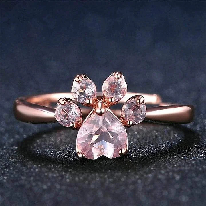 925 Sterling Silver Rose Gold Cat Paw Ring