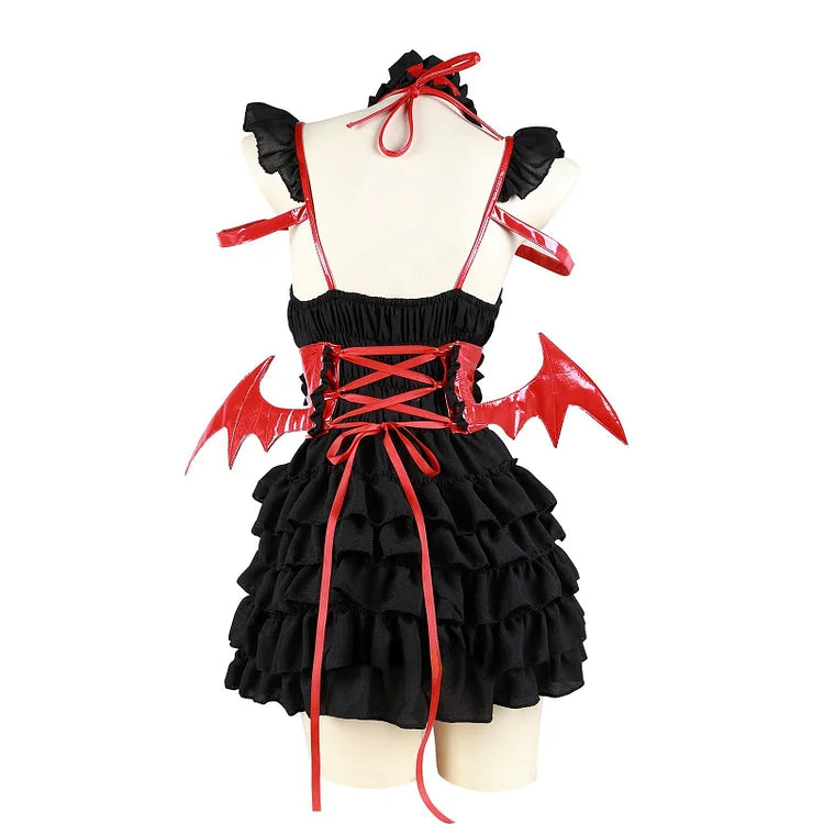 Cute Devil Wings Black Pink Dress