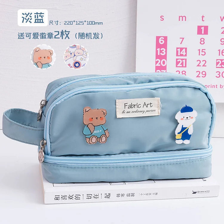 Cute Waterproof Canvas Pencil Cases Makeup Bag