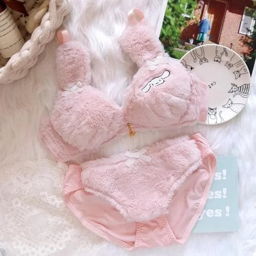 Lolita Kawaii Heart Rabbit Sweet Bra and Panty Set