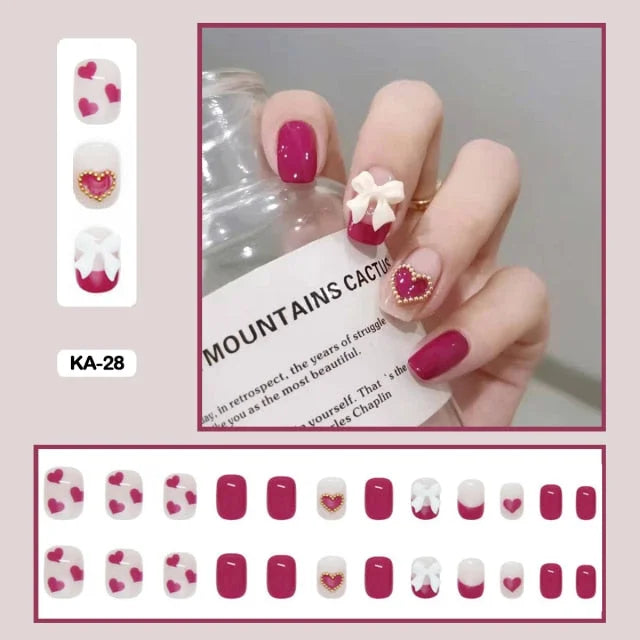 24pcs/box Kawaii Butterfly Lovely Wearable Press On Fake Nails