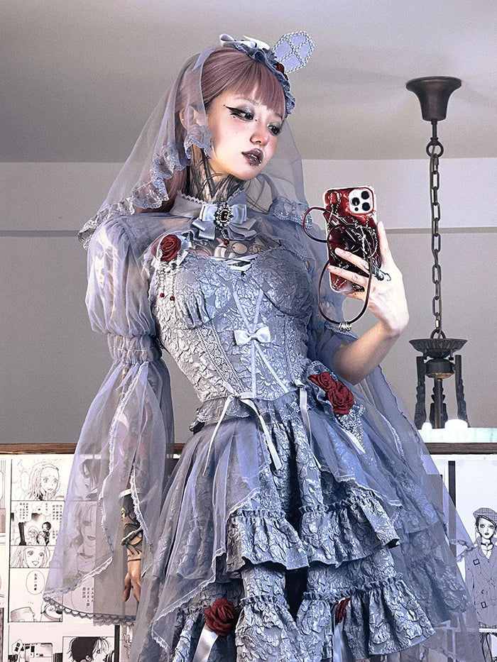 Gothic Blooding Rose JSK Dress Full Set