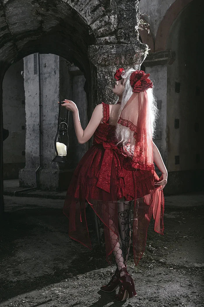 Gothic Blooding Rose JSK Dress Full Set