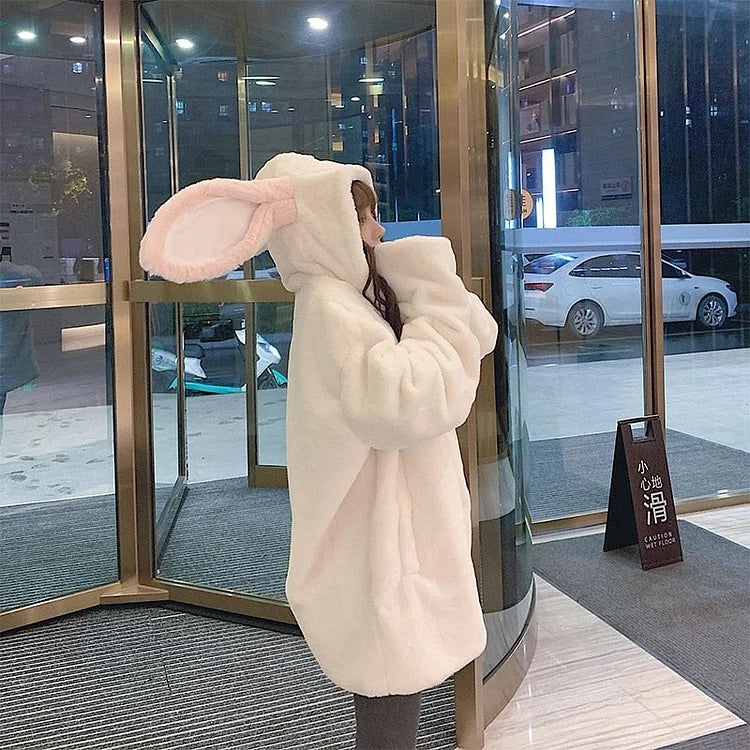 Kawaii Fashion Bunny Ears Hoodie Warm Sweater