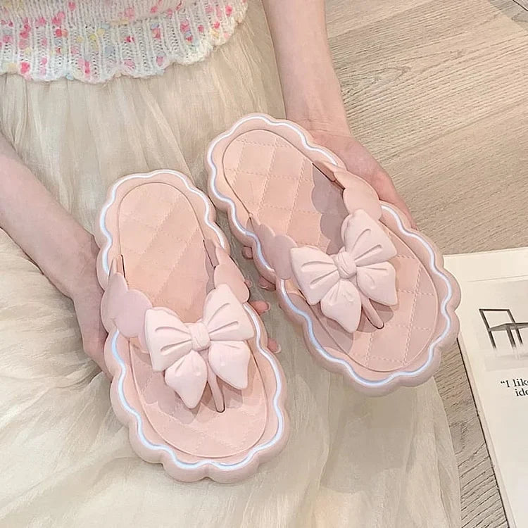 Kawaii Pink Princess Summer Bow Sandals