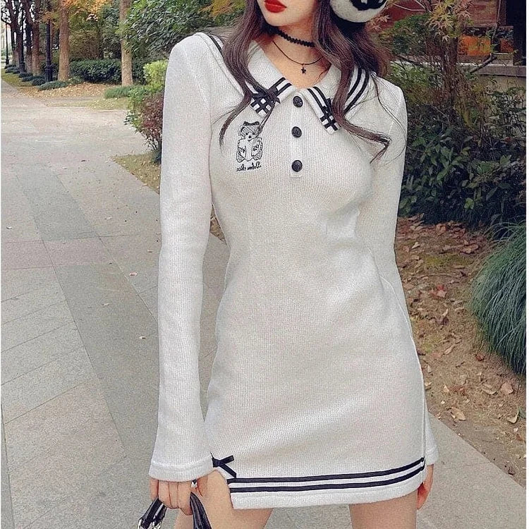 Kawaii Soft Girl Pink Warm Wool Knitted Dress