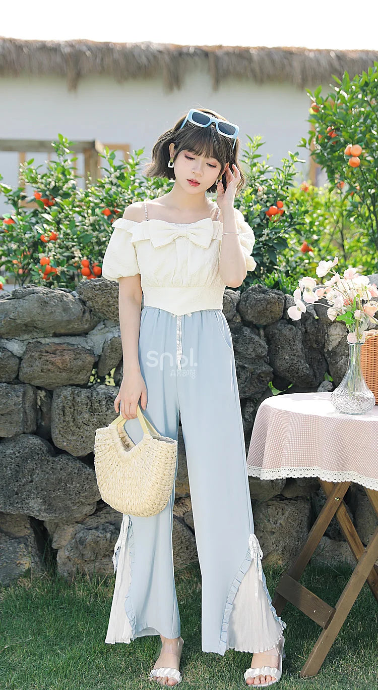 Blue Pink Cute Pastel Spring Lace Pants