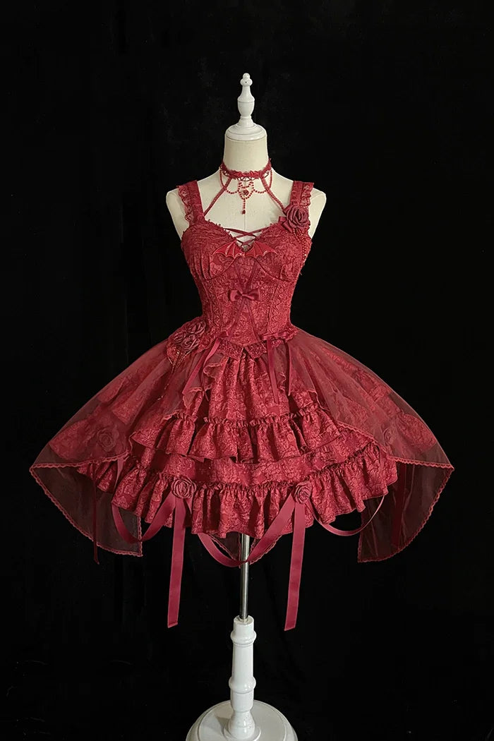 Gothic Blooding Rose JSK Dress Full Set