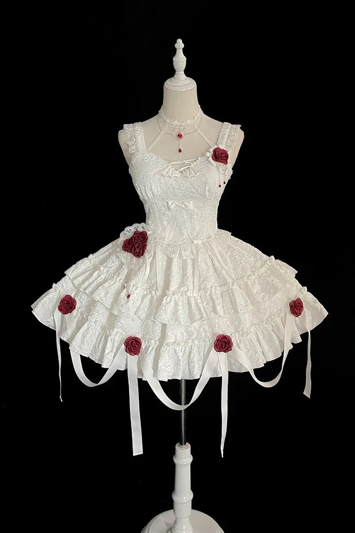 Gothic Blooding Rose JSK Dress Full Set