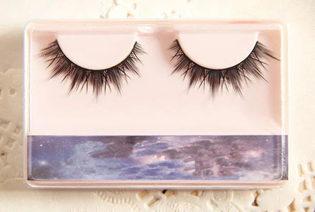 1 Pair Natural Long Cosplay Makeup Cross Strip Black Eye Lashes