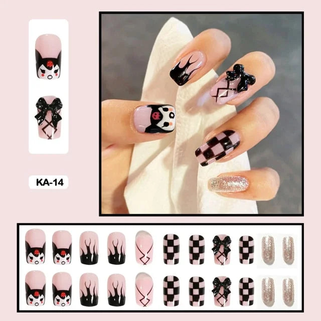 24pcs/box Kawaii Butterfly Lovely Wearable Press On Fake Nails