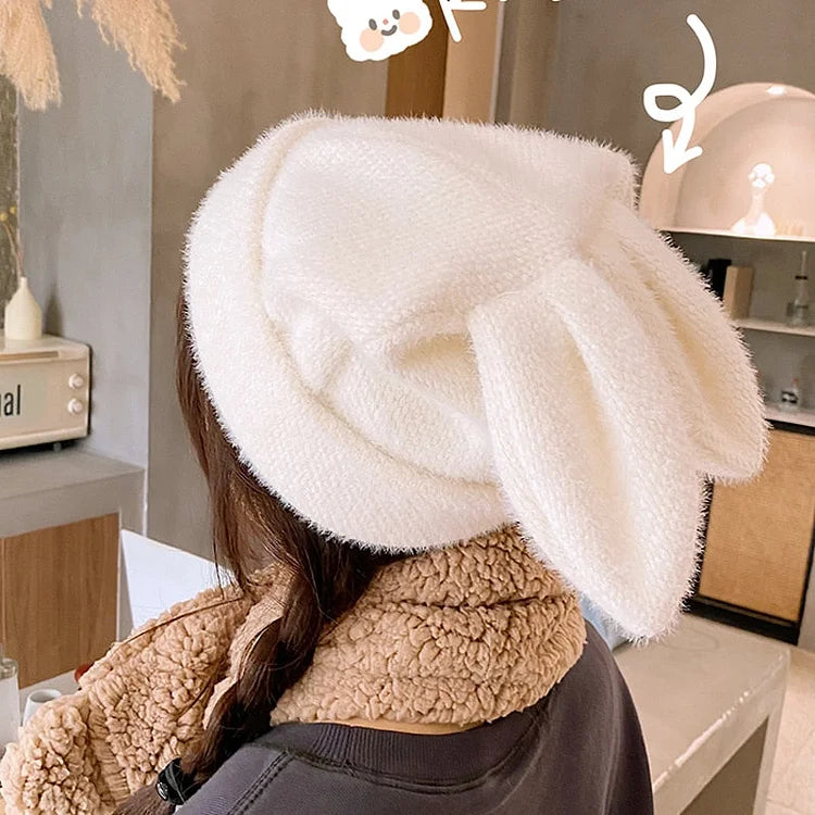 Kawaii Cute Solid Color Bunny Ears Beanie Hat