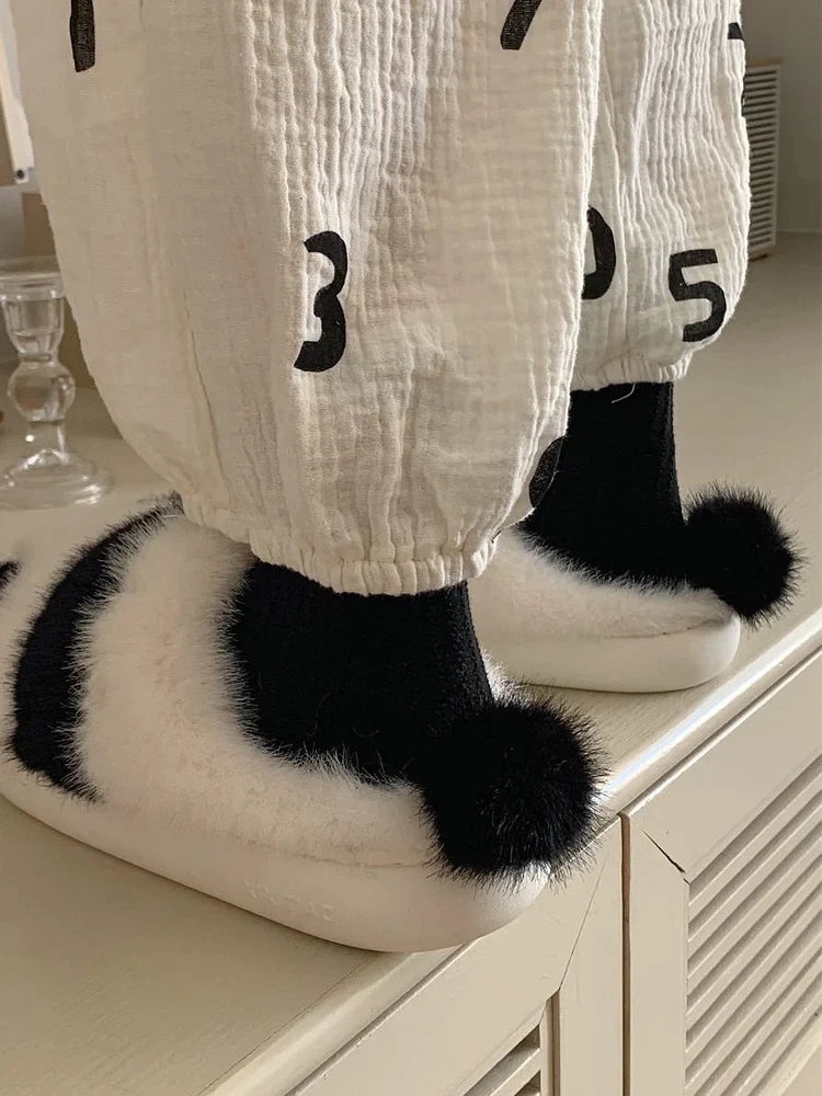 Kawaii Fleece Panda Home Slippers