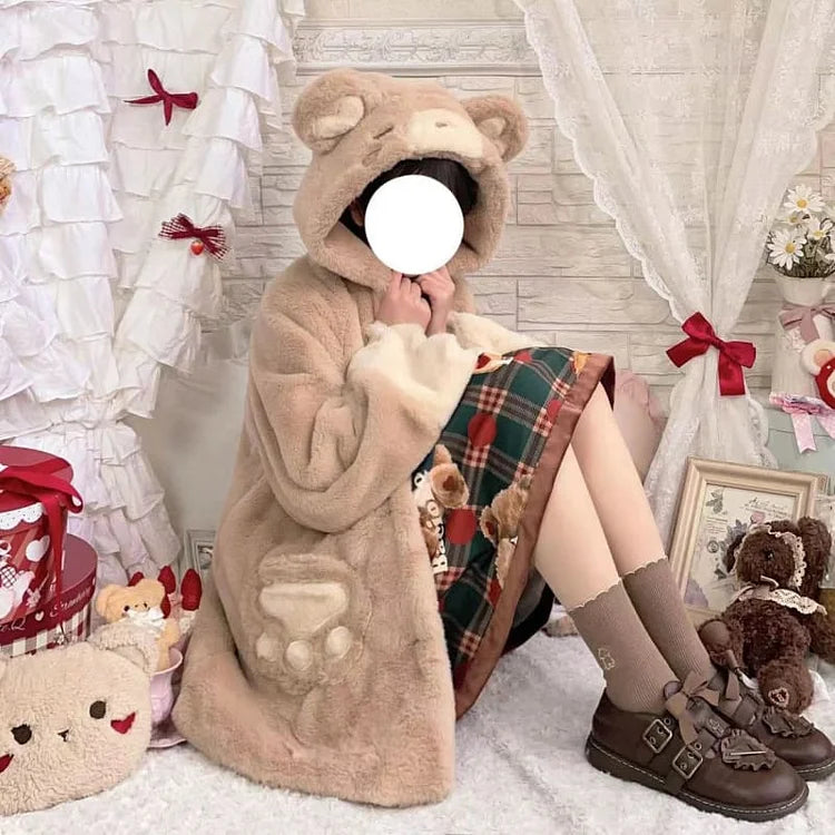 [Fully Payment Reservsation] Kawaii Sleepy Bear Cute Cat Winter Lolita Coat