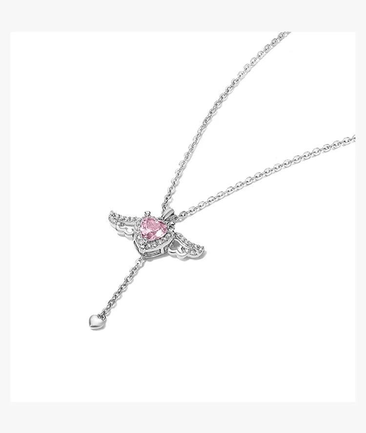 Cupid Moving Heart Love Little Angel Wings Necklace Birthday Gift