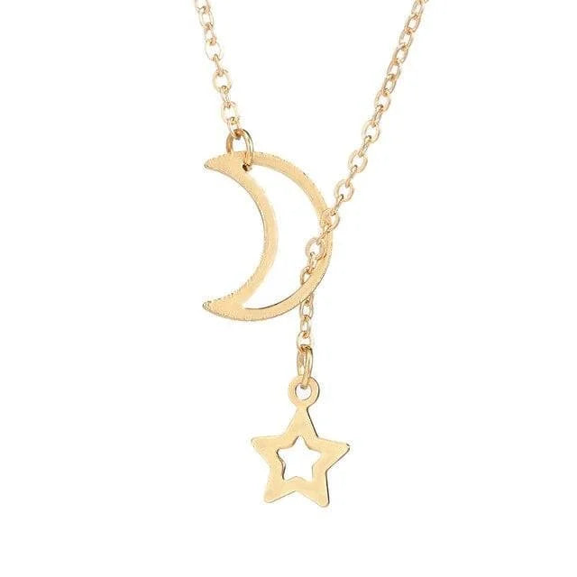 [Clearance] Gold Star Moon Chains Necklace