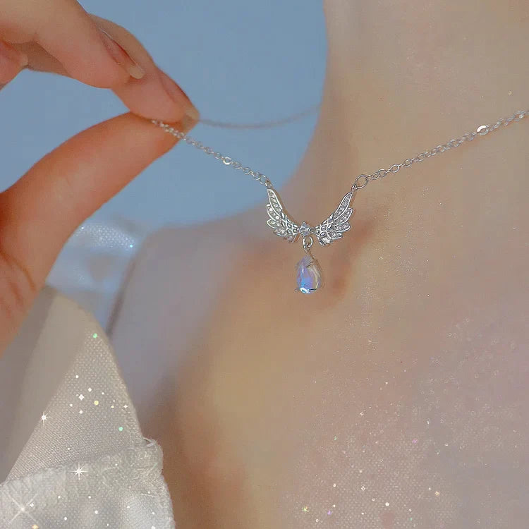 Fairy Angel Wings Moonstone Necklace