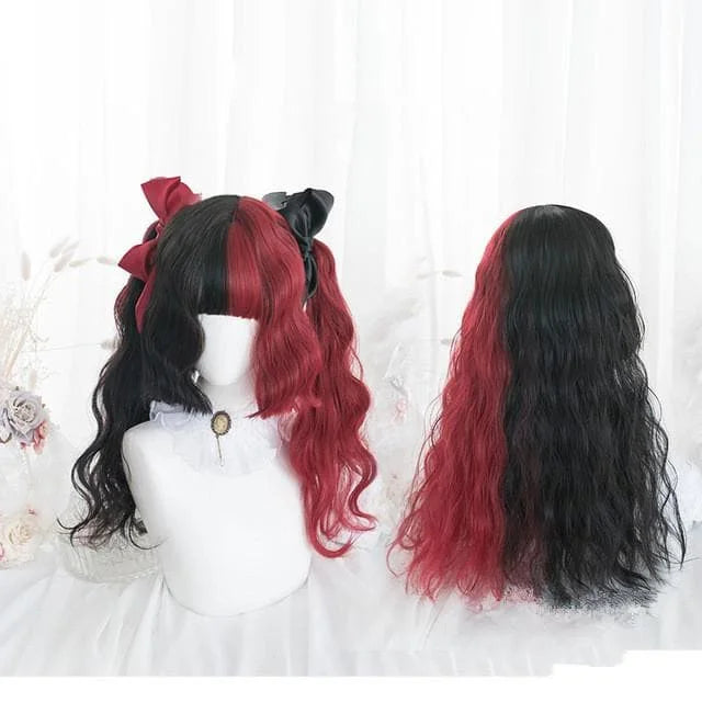 65CM Black Mixed Red Gothic Lolita Cosplay Wig