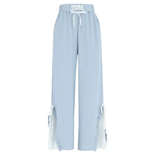 Blue Pink Cute Pastel Spring Lace Pants