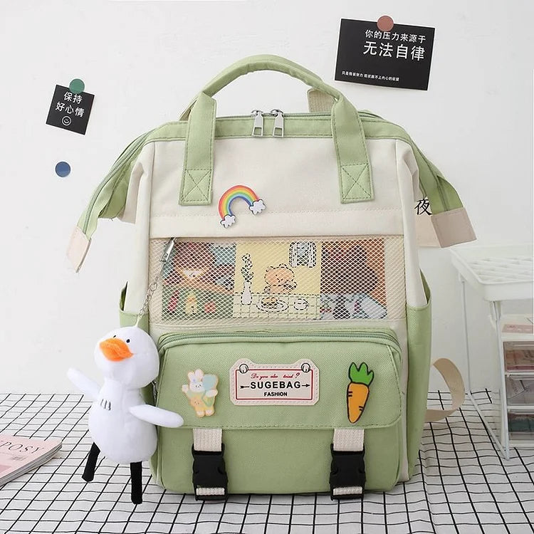 5Pcs/set Lovely Canvas School Backpack