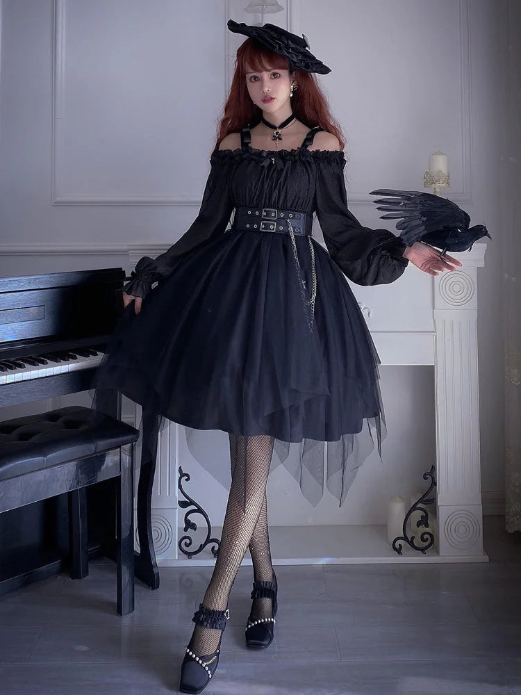 Gothic Black/Wine Lolita Dress