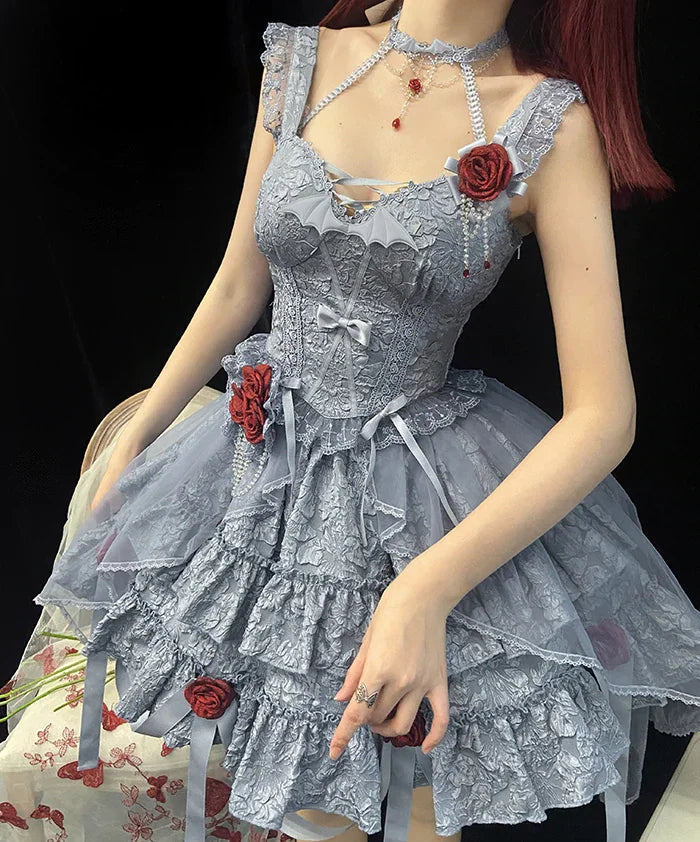 Gothic Blooding Rose JSK Dress Full Set