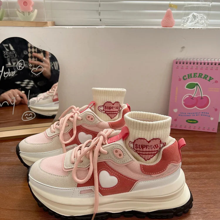 Love Heart Pink Sneakers