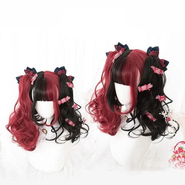 65CM Black Mixed Red Gothic Lolita Cosplay Wig