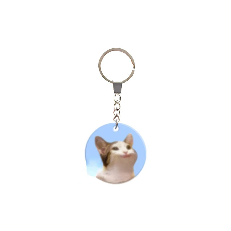 Funny Cat Kitty Mouth Open Keychain