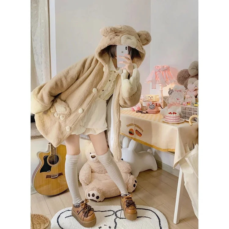 [Fully Payment Reservsation] Kawaii Sleepy Bear Cute Cat Winter Lolita Coat