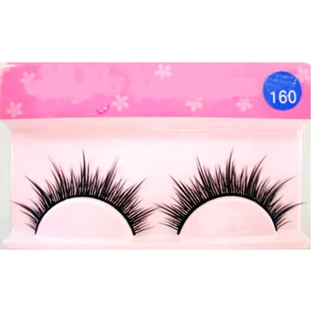 1 Pair Natural Long Cosplay Makeup Cross Strip Black Eye Lashes