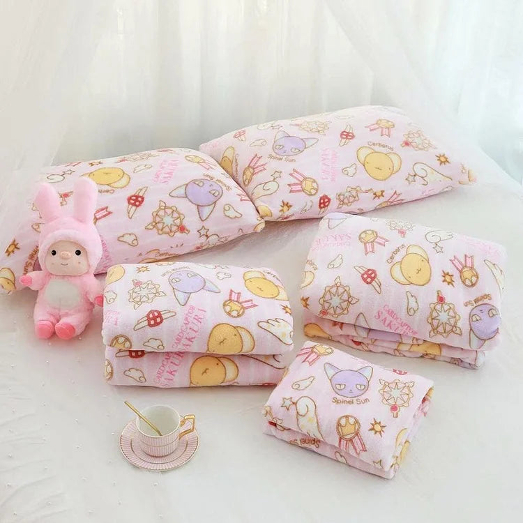 Cute Anime Card Captor Sakura Plush Flannel Blanket