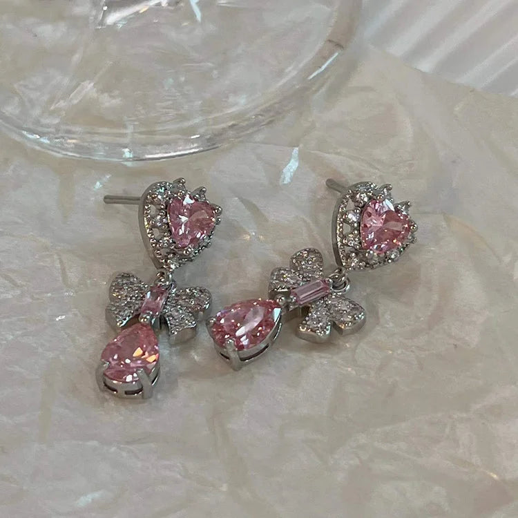 Pink Heart Diamond Earrings - Heartzcore