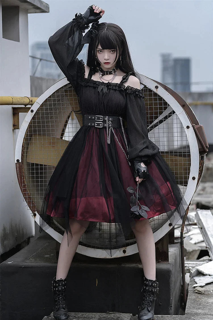 Gothic Black/Wine Lolita Dress