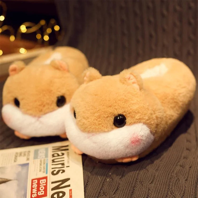 Kawaii Hamster Plush Slippers