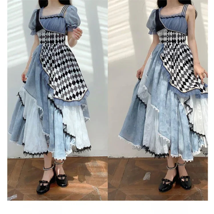 Alice In Wonderland Asymmetrical Retro Lolita Dress