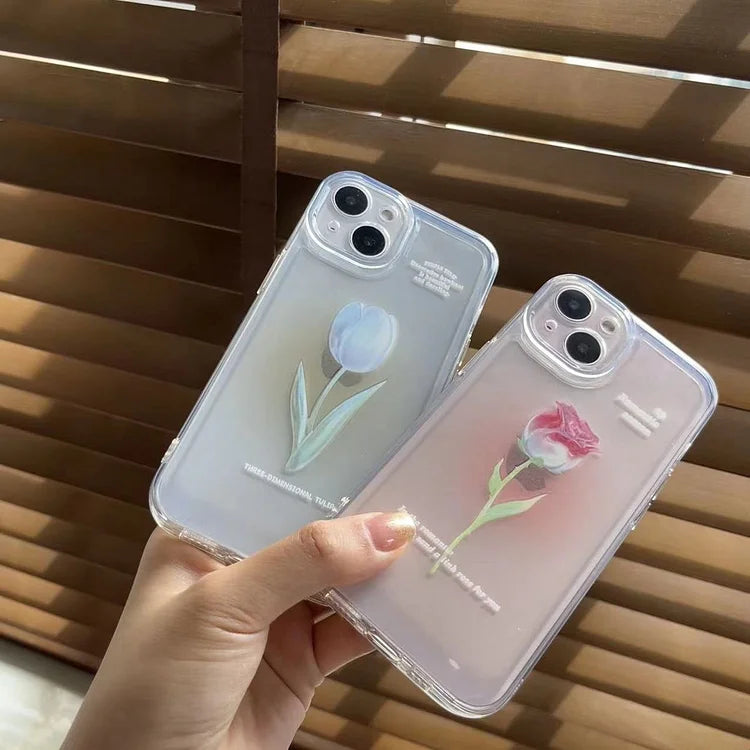 Sweet Rose Flower Phone Case Cover for iphone 14 13 Pro Max 12 11 XR XSMax Clear Shockproof Protective Cases