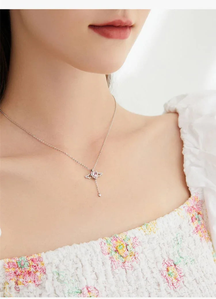 Cupid Moving Heart Love Little Angel Wings Necklace Birthday Gift