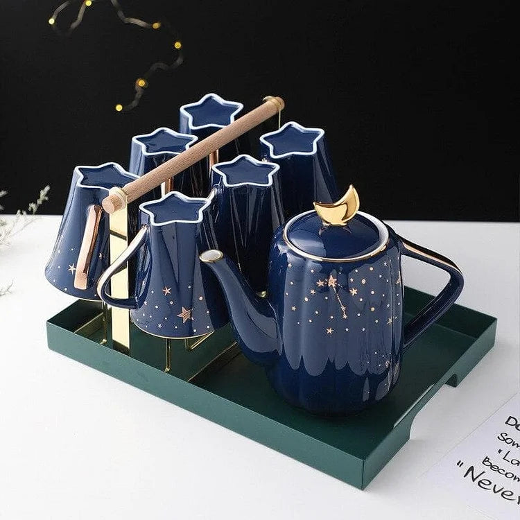 Blue Nordic Luxury Teapot Water Set Cup Set