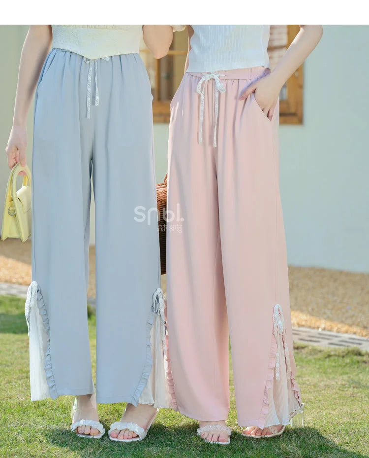 Blue Pink Cute Pastel Spring Lace Pants