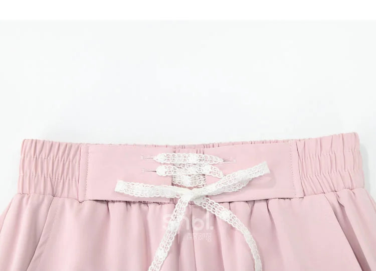 Blue Pink Cute Pastel Spring Lace Pants