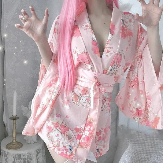 Uniform Temptation Silk Robes Kimono