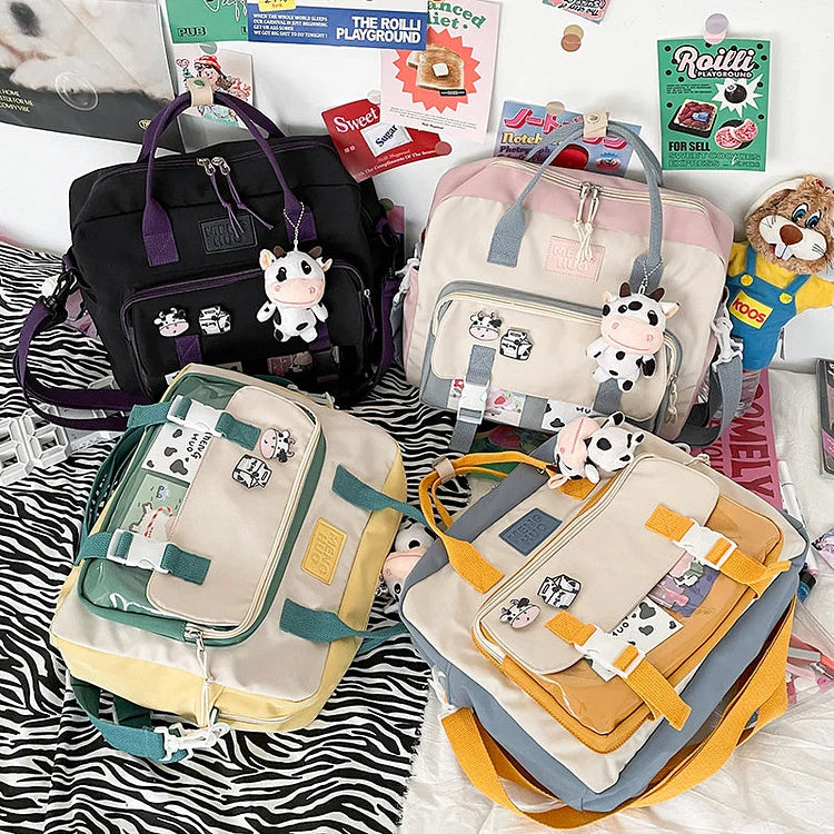 Cow Badge Kawaii Waterproof Backpack