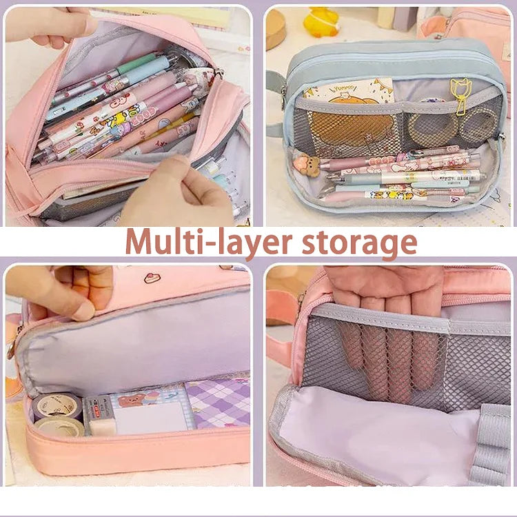 Cute Waterproof Canvas Pencil Cases Makeup Bag