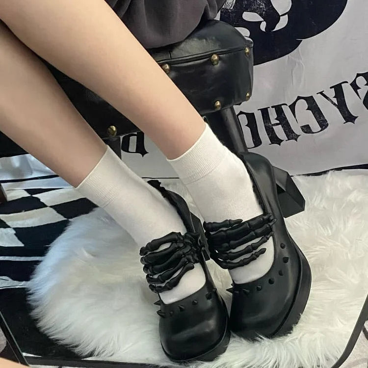 Skull Hands -Twilight Invitation- Gothic Lolita Shoes