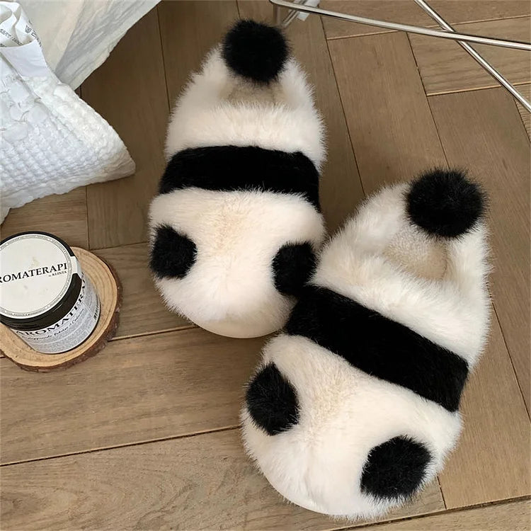 Kawaii Fleece Panda Home Slippers