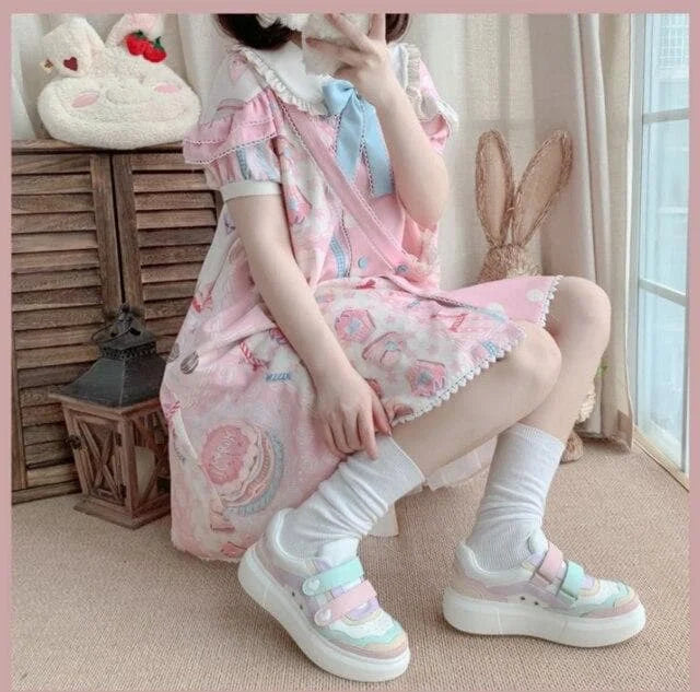 Sweet Lolita Vintage Round Head Thick Bottom Sneakers